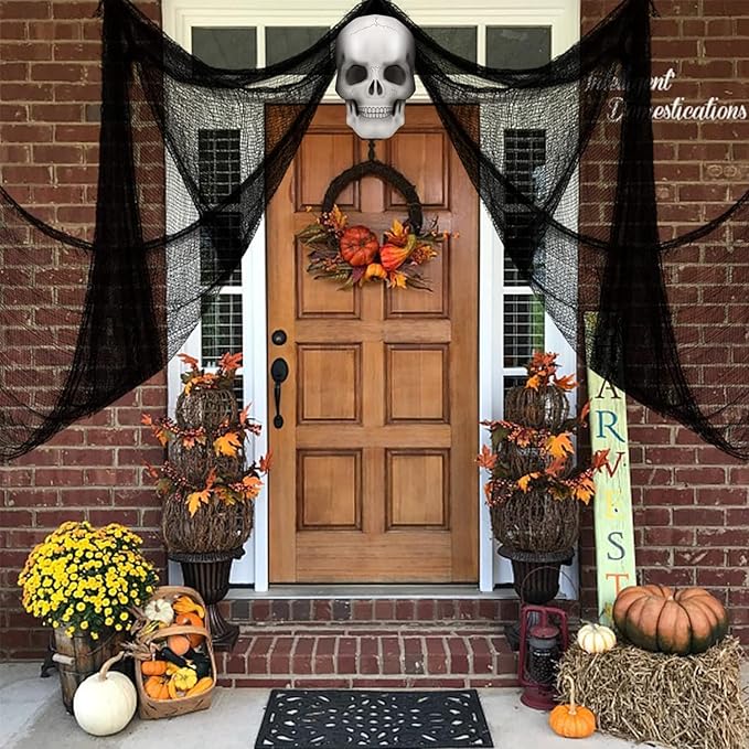 Yunfan 590" x 30" Halloween Creepy Cloth Spooky Halloween Decorations Indoor Outdoor Haunted House Party Decor Supplies Backdrops for Garden,Doorways,Yard,Home,Windows