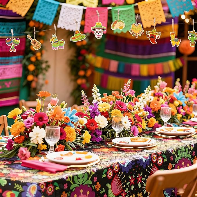 36PCS Wooden Cinco De Mayo Crafts Decorations Mexican Fiesta Party Ornaments to Paint, 12 Styles DIY Blank Unfinished Wood Cutouts for Tree Hanging Mexican Theme Carnival Taco Birthday Party
