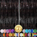 Black Fringe Curtain Party Streamers 2Pack 3.3x8.3 Ft Foil Fringe Backdrop Curtains for Birthday Wedding Bridal Baby Shower Holiday Tinsel Streamers Black Party Decorations Door Streamer