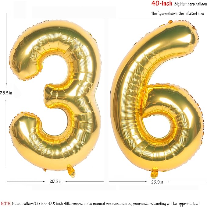40 Inch gold Number Balloons Helium Foil Mylar Balloon Birthday Party banquet Decoration 36
