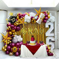 Maroon gold white Graduation Balloon Garland Arch Kit 115PCS with Graduation Star print Certificate Letter Mylar Foil Balloons for Graduate Class of 2026 Grad Prom party Decorations Supplies