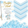 Thyle 51 Pcs Pacifier Hunt Baby Shower Games Include Hunt Sign and 50 Acrylic Pacifiers for Baby Shower Game Decoration Gift Sets Gender Reveal Party Decor(Blue Elephant)
