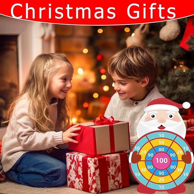 30” Christmas Games Toys Gifts for Kids, Large Santa Claus Dart Board Game, Christmas Party Supplies Indoor Outdoor Decor, Xmas Birthday Gifts for Boys Girls, Kids Party Favors Stocking Stuffers