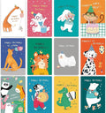 Birthday Cards Bulk for Kids, Cute Animal Birthday Cards, Assorted Happy Birthday Note Cards for Boys Girls, Children Birthday Cards with Envelopes & Stickers - 12 Unique Designs (6 x 4 In, 24 Pack)