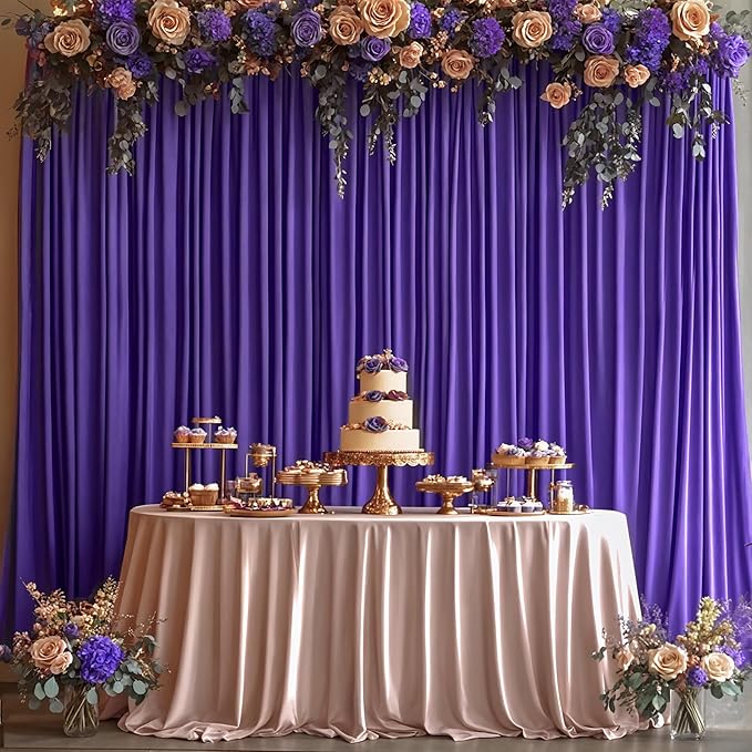 24x10FT Dark Purple Backdrop Curtains for Wedding Parties, Wrinkle Free Polyester Photography Backdrop Drapes for Baby Shower Birthday Parties Stage Background Stand Decorations 4x10ft,6 Panels