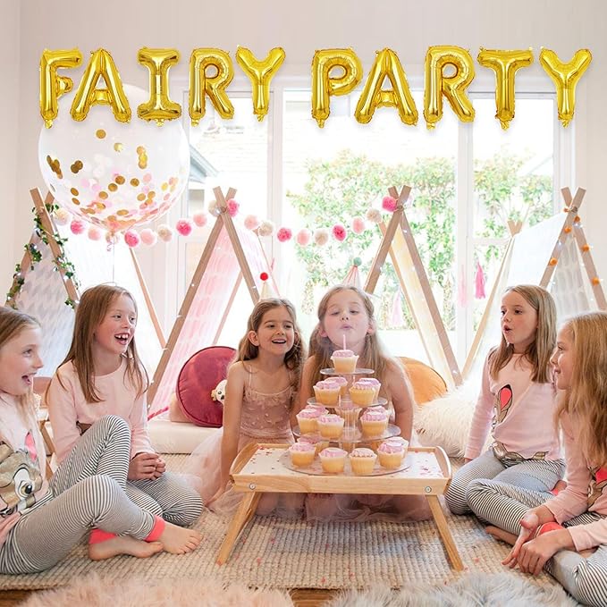 2 Set 20Pcs Gold Fairy Party Letter Balloons 16in Balloon Foil Decorations Gold Letter Balloons Fairy Party Supplies