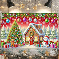 Gingerbread House Backdrop 71x43 Inches Christmas Tree Scene Banner Holiday Party Decoration Merry Christmas Backdrop for Photography Indoor Outdoor Gingerbread Christmas Background