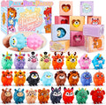 Valentines Day Gifts for Kids, 24 PCS Prefiled Valentines Box with 3D Animal Pop Suction Toys, Valentines Party Favors for Class, School Classroom Valentines Gifts for Boys Girls Toddlers