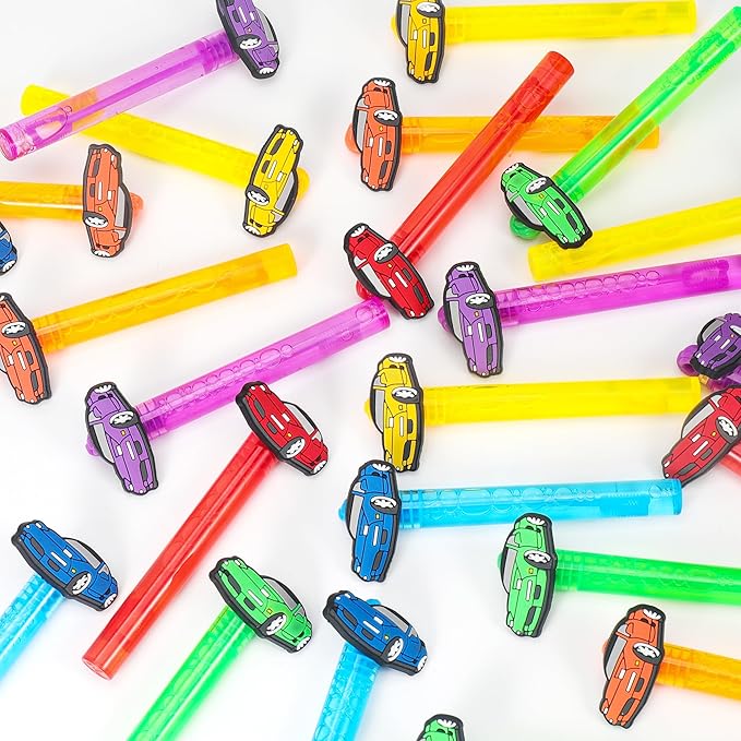 Race Car Party Favors 24Pcs Bubble Wands for Wheel-Themed Birthday Party Supplies, Kids Pinata Goodie Bag Stuffers & Classroom Prizes Gifts
