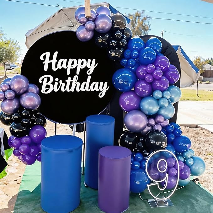 60 Pcs Black Purple Blue Balloons, Metallic Blue Purple Black Teal Confetti Latex Party Helium Balloons for Kids Boys Video Game Baby Shower Gaming Engagement Graduation Birthday Party Decorations