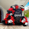 Black Red and Silver Balloon Garland Arch Kit 130+ Pieces with Red and Silver Stars, Graduation Certificate Graduation Cap GRAD Letters Mylar Balloons for 2026 Graduation Prom Decorations