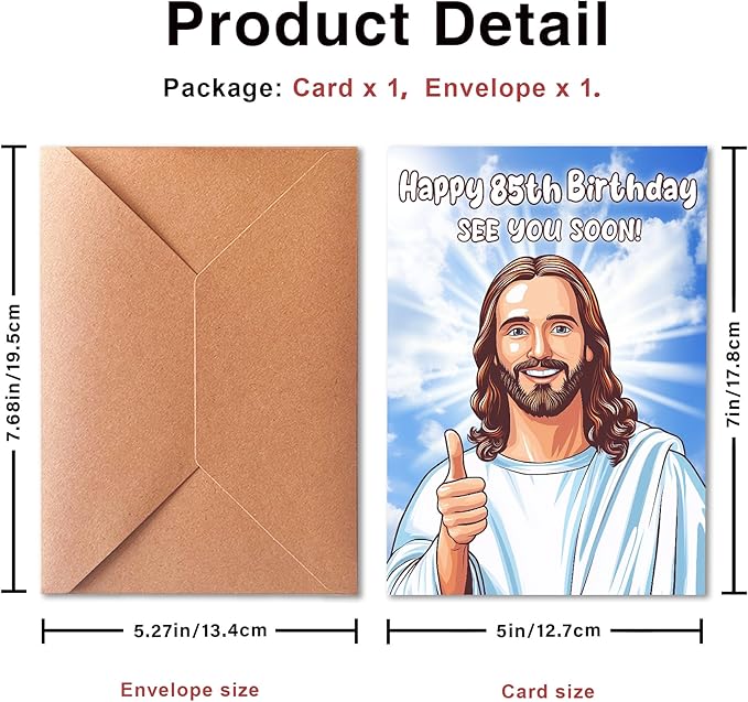Happy 85th Birthday Funny Jesus Card – Hilarious Dark Humor Greeting for Elderly Men or Women, Funny 85th Birthday Cards for Women or Men
