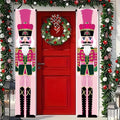 Christmas Nutcracker Door Banner 71x12 inch Pink Christmas Hanging Porch Banner Holiday Soldier Wall Decoration for Xmas Front Door Banners Outdoor Fireplace Entryway Party Home Decor
