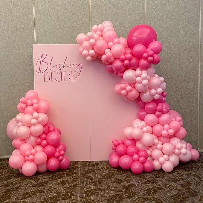 Pink Balloons Arch Kit, Pastel Pink Hot Pink Balloon Garland kit, 18 12 10 5 Inch Different Size Balloons for Birthday Princess Baby Shower Galentine's Day Valentine's Theme Party Decorations