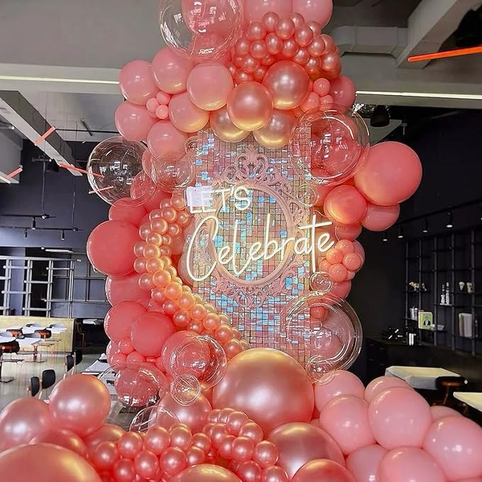 105pcs Retro Hot Pink Balloons 12inch Party Latex Balloons for Boys Girls Birthday Baby Shower Gender Reveal Wedding Sunflower Party Decorations