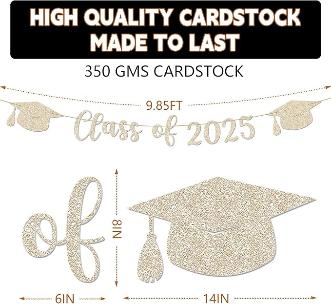Class of 2025 Decorations - 9 ft Pre-Strung Class of 2025 Banner, Graduation Party Decorations & Decor for Elementary, 5th Grade, 8th Grade, High School, College, Congrats Grad Sign