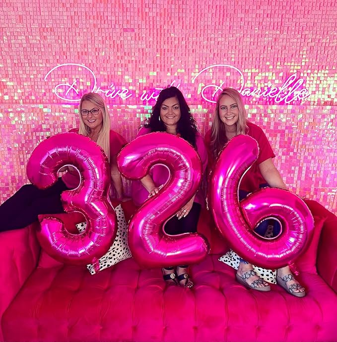 Hot Pink Number 13 Balloons 40 inch, 13 Number Balloons, 13th Birthday Decorations for Girls 13 Year Old Hot Pink Party Supplies