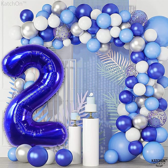 KatchOn, Giant, Royal Blue 2 Balloon - 40 Inch | Royal Blue Number Balloons 2 | Baby Shark Balloons 2nd Birthday Decorations for Boys | 2 Year Old Balloons for 2 Year Old Birthday Decorations Boy