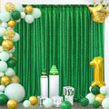 B-COOL Green Backdrops 4 Panels 2ftx8ft Sequin Backdrop Curtains Fabric Shiny Backdrop Fabric Dark Green Stage Backdrop Drapes Party Decorations