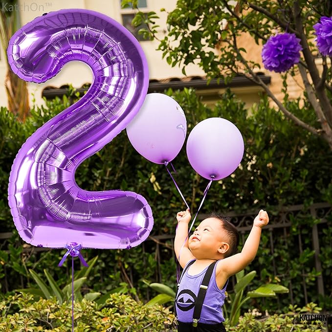 KatchOn, Purple Number 2 Balloon - Giant, 40 Inch | Two The Moon Birthday Girl | Purple 2nd Birthday Decorations for Girl | 2 Number Balloon | 2th Happy Anniversary Decorations