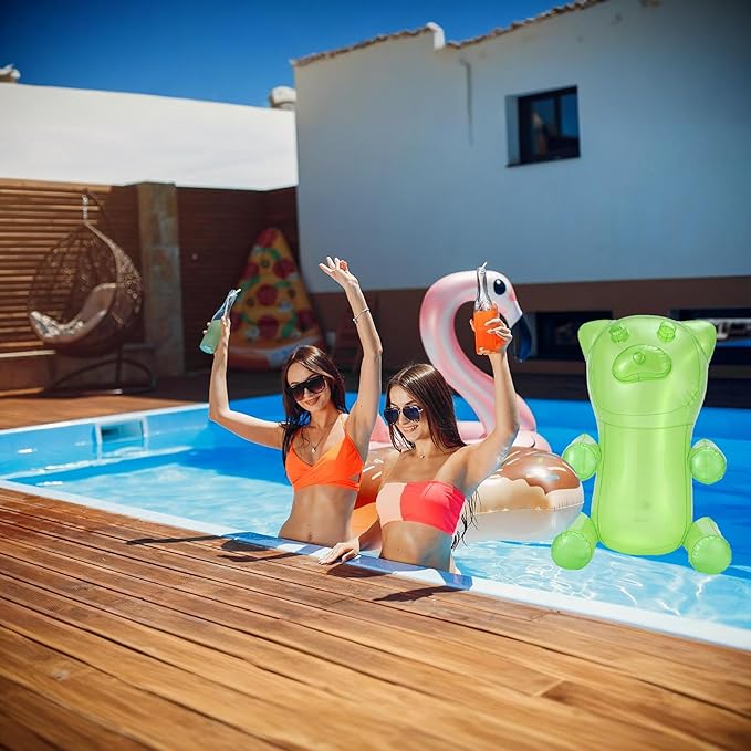 4E's Novelty Inflatable Gummy Bears Huge 24" - Pack of 6 Unique Blow Up Pool Toys for Kids, Candyland Themed Birthday Party Decorations Supplies