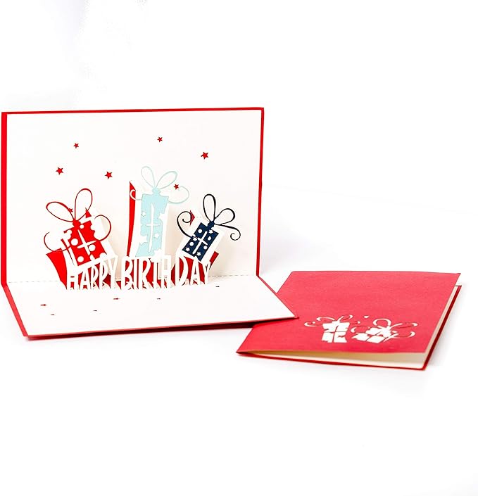 3D Pop Up Happy Birthday Gift Greeting Cards for Kids. Set of 4-Assortment Pack (4 Pack- Assorted)