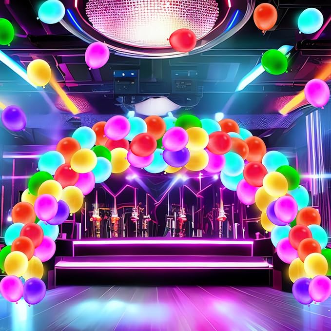 105pcs UV Neon Balloons 12inch Glow Party UV Black Light Balloons, Glow in the Dark for Birthday, Graduation, Baby Shower,Wedding, Anniversary Valentines Party Decorations