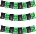 BEISHIDA 3 Packs Metallic Foil Fringe Garland Black Green Wall Hanging Tinsel Fringe Banners for Car Floats Bridal Shower Wedding Birthday Graduation Holiday Party Decoration(30 Feet)