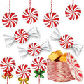 Wiooffen 80Pcs Christmas Peppermint Candy Paper Plates Party Supplies Decorations Candy Mint for Happy New Year Holiday Xmas Peppermint Party Supplies Red and White Striped Disposable Paper Tableware