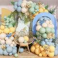 Sage Green Dusty Blue Yellow Balloon Garland 126 Pcs Slate Blue Olive Green Yellow Sand White Cream Party Latex Balloons Arch Kit for Bridal Birthday Wild Party Deocration