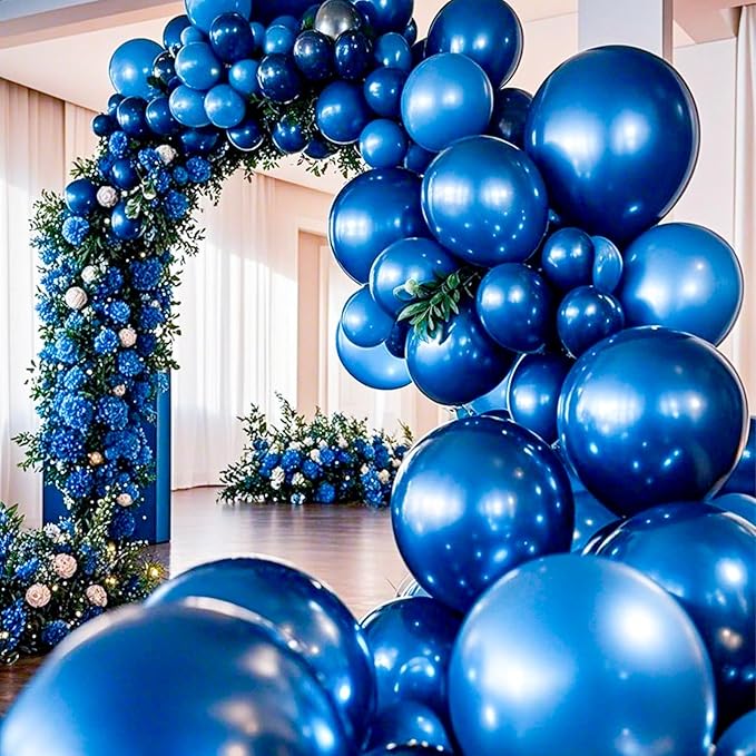 PartyWoo Metallic Blue Balloons 4pcs 36 Inch Chrome Blue Latex Helium Balloons for Graduation Wedding Baby Shower Engagement Baby Shower Wedding Bachelorette Birthday Party Decorations Blue-G106