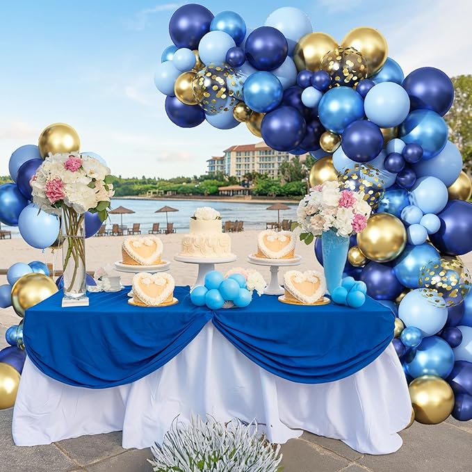 Blue Balloon Arch Kit 107Pcs Navy Blue Gold Balloons Garland Kit with Metallic Gold Confetti Balloons Macaron Light Blue Birthday Party Balloons for Boys Men Baby Shower Wedding Graduation Decorations