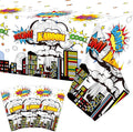 3 Pieces Super Theme Hero Tablecloths Hero Themed Birthday Party Supplies Heroes Action Sign Plastic Table Cover Fun Super Tablecover for Happy Birthday Baby Shower Party Decorations