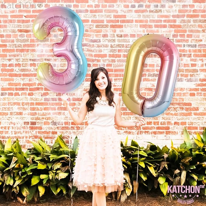 KatchOn Large, 40 Inch Rainbow Number 0 Balloon - Colorful, Giant Foil Mylar Balloon for Unisex Kids & Adults - Multicolor, 1 Count, Anniversary, Birthday, Unisex, All Ages