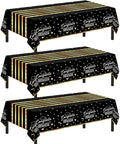 Childom 3 Pack Graduation Tablecloth,Graduation Decorations Class of 2026 Graduation Party Decorations,54"x108" Black and Gold Plastic Table Cloth Disposable Rectangle for Home,School,Party Supplies