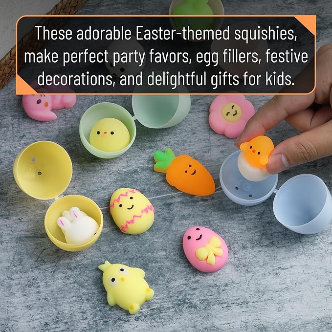 Mr. Pen- Easter Squishy Toys for Kids, 12 Pack, Washable Twistable Stretchy Squishies, Soft Stress Relief Sensory Toys for Squeezing, Easter Egg Fillers, Party Favors & Classroom Rewards