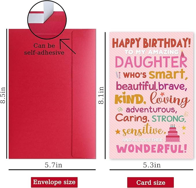 Birthday Card for Daughter, Funny Birthday Card Gift for Adult Daughter from Mom Dad Parents, Heartwarming Greeting to A Wonderful Daughters