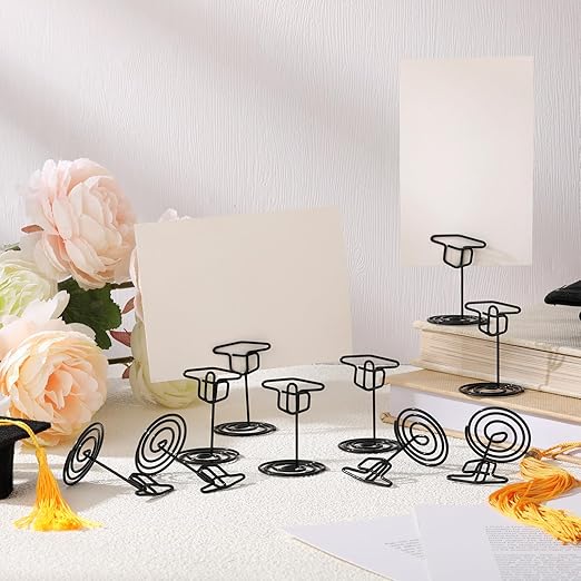 Rtteri 30 Pcs Grad Cap Graduation Picture Display 2 Inch Black Photo Holders for Centerpieces Graduation Table Number Holders Card Stands for Class of 2026 Grad Party Supplies