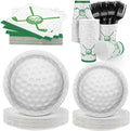 Durony 144 Pieces Golf Party Supplies - Paper Plates and Napkins Dinnerware Set for 24 Guests - Birthday Tableware Includes Plates, Napkins, Forks for Sports Themed Celebrations