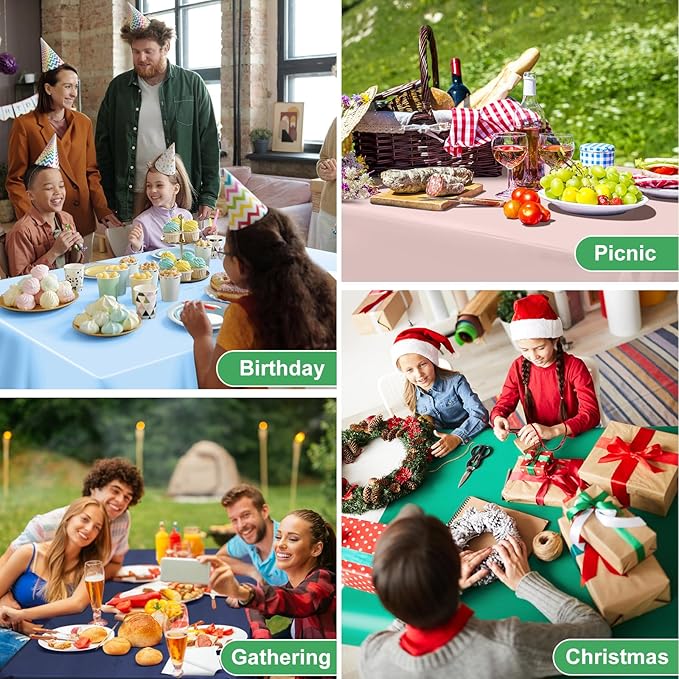 3 Pack St Patrick's Day Tablecloth, 54 x 108 Inch Plastic Green Tablecloths Disposable Green Table Cloth for Rectangle St Patricks Day Decorations, Waterproof Table Cover for Wedding Anniversary Party