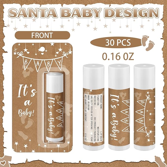 30 Pack It's a Baby Shower Games Prizes Party Gifts Bulk Lip Balms Favors for Winners Adults Guests Gender Reveal Party Favors Decorations Baby Shower Souvenirs Gift Bags Stuffers