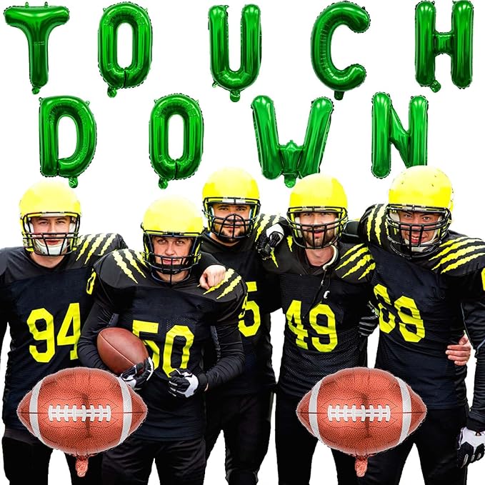 Football Balloons Green Touchdown Letter Balloons Football Birthday Party Balloons for Football Birthday Party Decoration Sports Ballons Arch Kits Party Balloon Sets-11 PCS