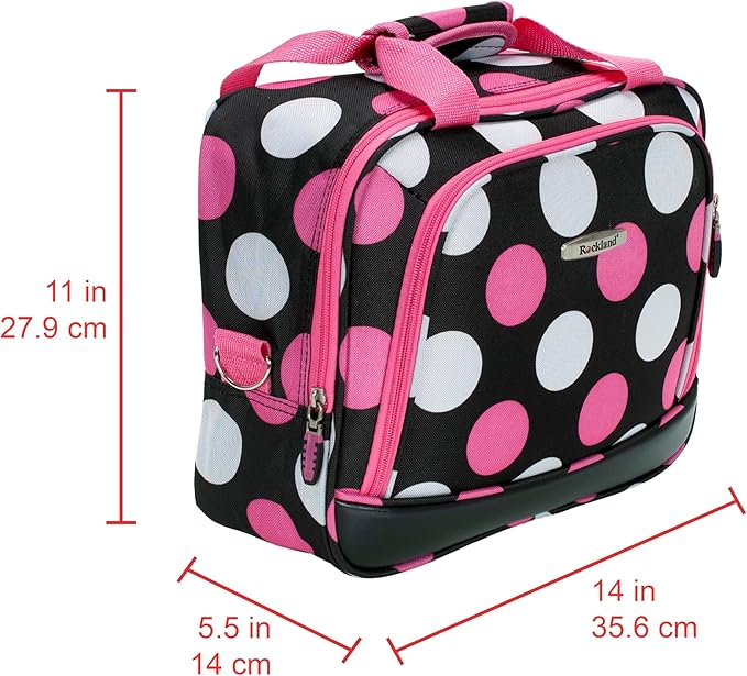 Rockland Fashion Softside 2 Piece Luggage Set, Expandable, (14" Tote/19" Upright), Multi Pink Dot
