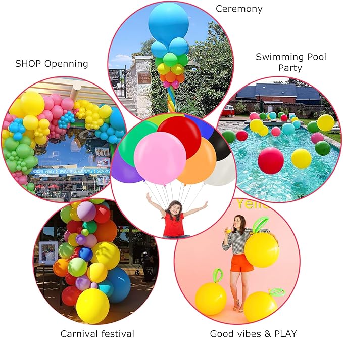 20 pieces 24 inch Large Primary color Balloons Giant Assorted Colors Latex Balloon Jumbo Balloons for Birthday Wedding Party anniversary Festival Event Carnival Decorations