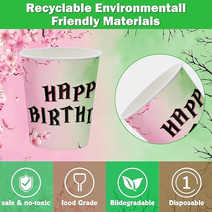 140pcs Pink and Green Witch Party Decorations Tableware, Witch Table Centerpieces Party Supplies, Tableware Set Paper Cups for Girls Birthday Party Decorations Severs 20 Guests