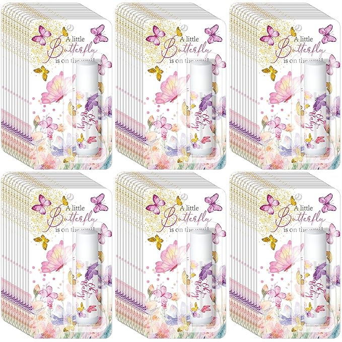 30 Pack Butterfly Baby Shower Games Prizes Party Gifts Bulk Lip Balms Favors for Winners Adults Guests Gender Reveal Favors Decorations Purple Baby Shower Souvenirs Gift Bags Stuffers