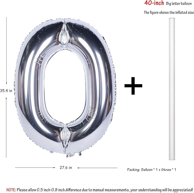 Letter Balloons 40 Inch Giant Jumbo Helium Foil Mylar for Party Decorations Silver O