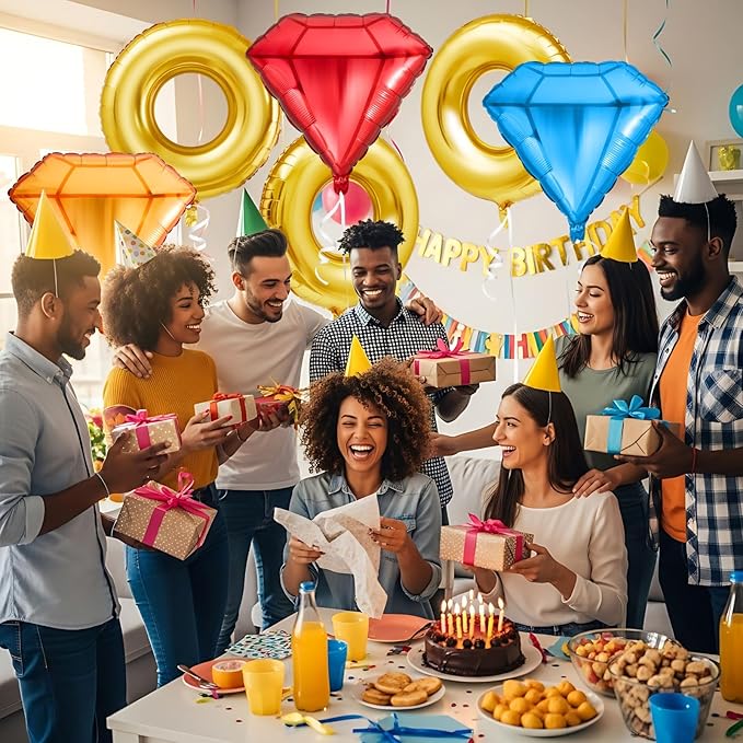 15 Pack Gold Ring and Chaos Gem Birthday Party Balloon Set Cartoon Characters Themed Party Decor Foil Large Balloons for Cartoon Carnival Theme Birthday Decorations