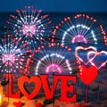 6 Pack Valentine's Day Solar Lights Outdoor, Solar Garden Lights Outside Fairy Firework Decorative,Solar Powered for Wedding,Yard Pathway Party Balcony Patio Decor (Red, White, Pink)