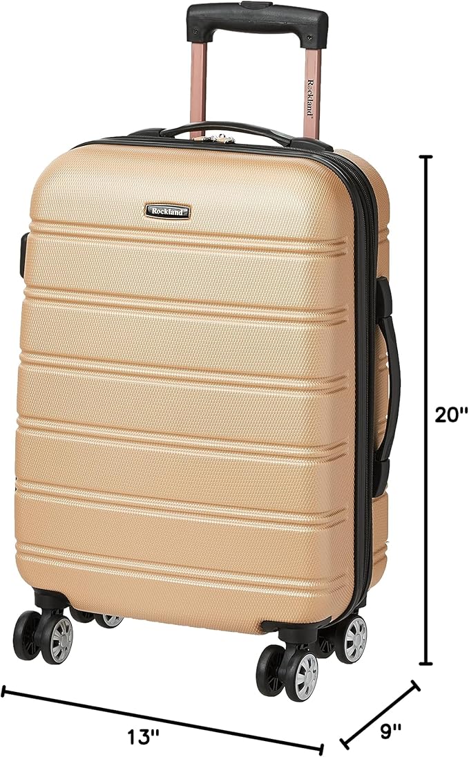 Rockland Melbourne Hardside Expandable Spinner Wheel Luggage, Carry-On 20", Champagne